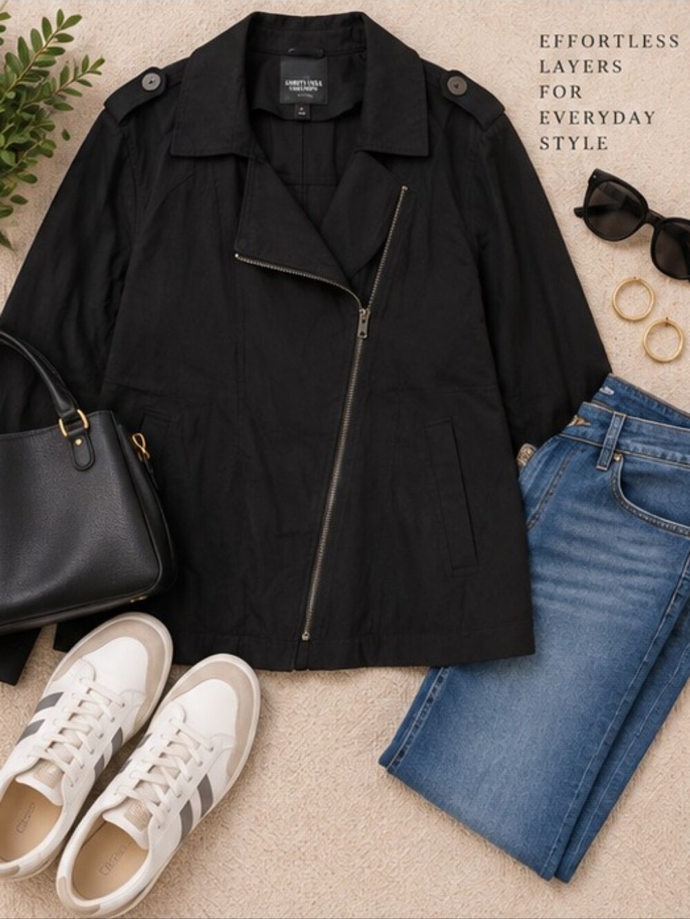Simply Vera Vera Wang Large Black Asymmetrical Utility Jacket